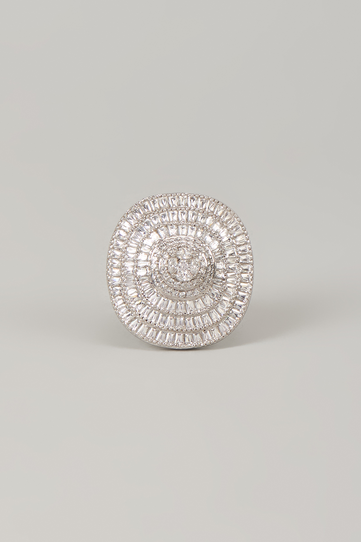 White Rhodium Finish Cubic Zirconia Handcrafted Ring In Sterling Silver by Aurashni at Pernia's Pop Up Shop