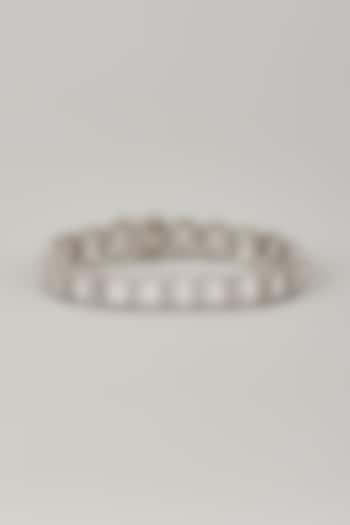 White Rhodium Finish Cubic Zirconia Handcrafted Bracelet In Sterling Silver by Aurashni at Pernia's Pop Up Shop