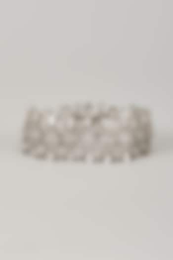 White Rhodium Finish Cubic Zirconia Handcrafted Bracelet In Sterling Silver by Aurashni at Pernia's Pop Up Shop