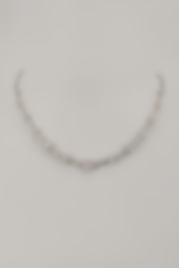 White Rhodium Finish Cubic Zirconia Handcrafted Necklace In Sterling Silver by Aurashni at Pernia's Pop Up Shop