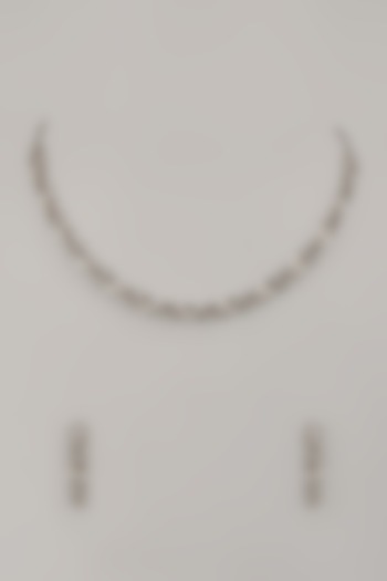 White Rhodium Finish Pearl Handcrafted Necklace Set In Sterling Silver by Aurashni at Pernia's Pop Up Shop