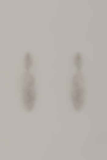 White Rhodium Finish Cubic Zirconia Handcrafted Earrings In Sterling Silver by Aurashni at Pernia's Pop Up Shop