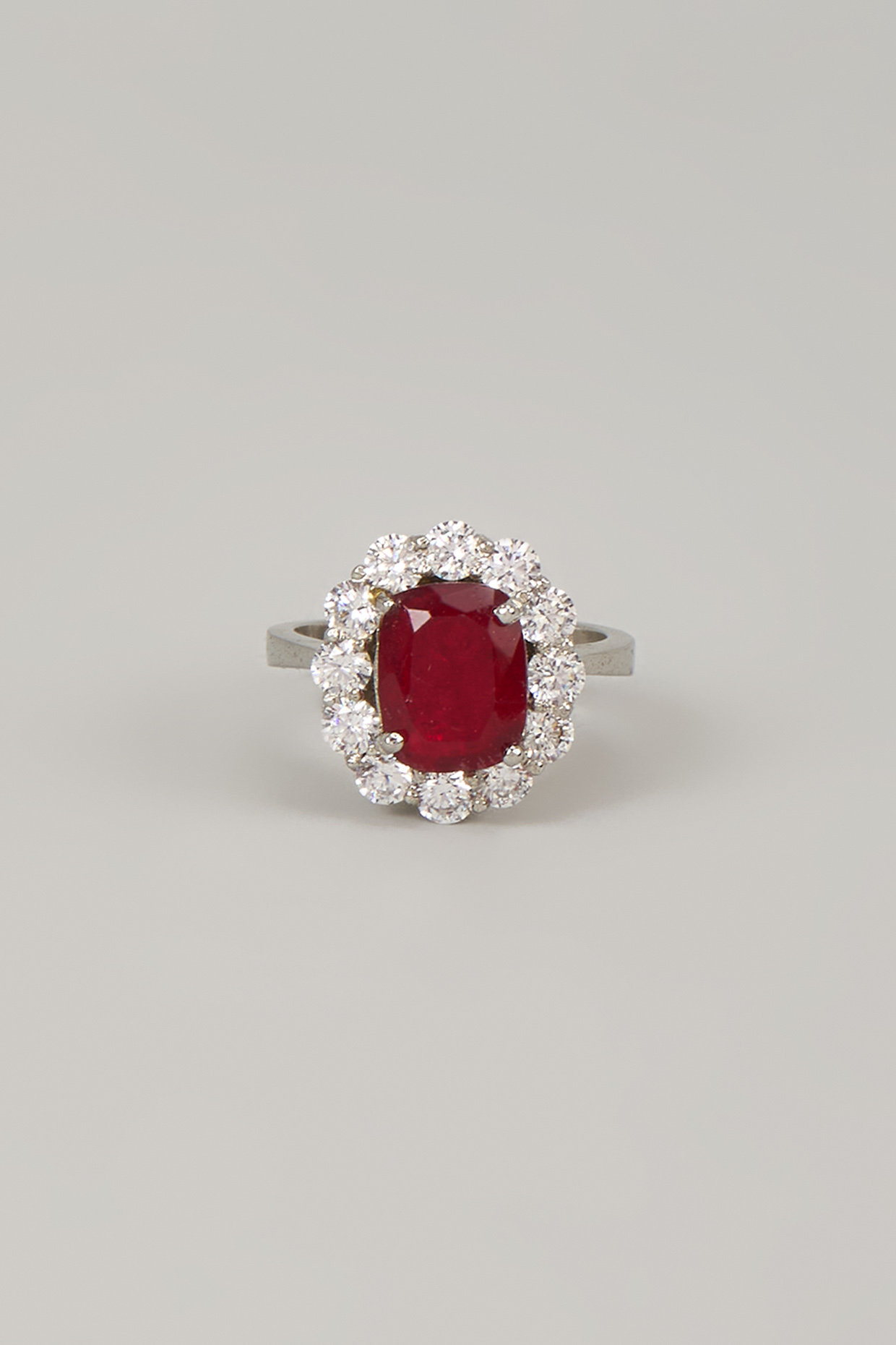 White Rhodium Finish Ruby Stone Handcrafted Ring In Sterling Silver by Aurashni at Pernia's Pop Up Shop