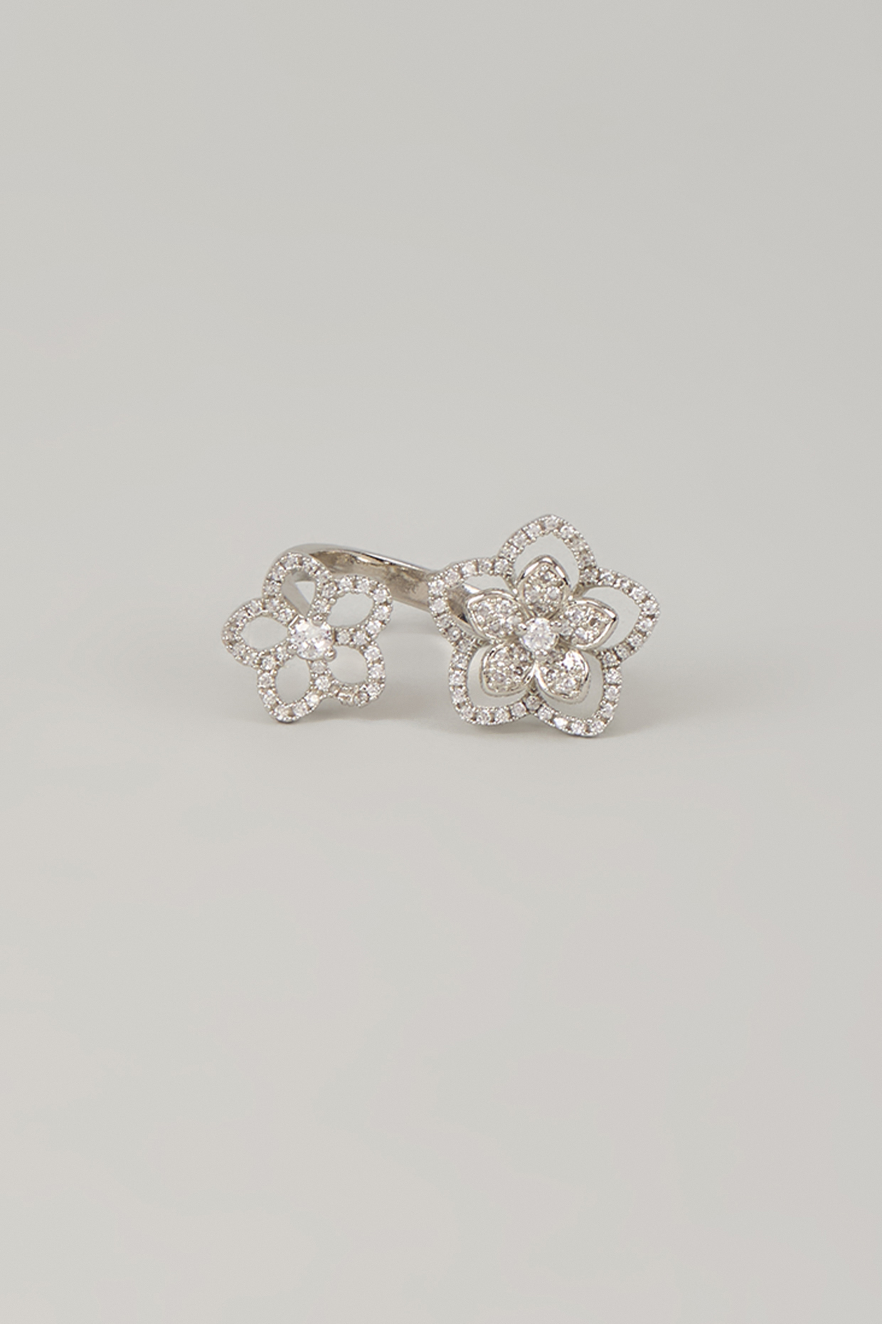 White Rhodium Finish Cubic Zirconia Handcrafted Ring In Sterling Silver by Aurashni at Pernia's Pop Up Shop
