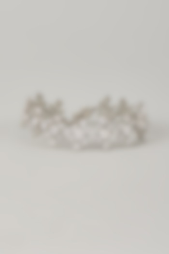 White Rhodium Finish Blue Cubic Zirconia Handcrafted Bracelet In Sterling Silver by Aurashni at Pernia's Pop Up Shop