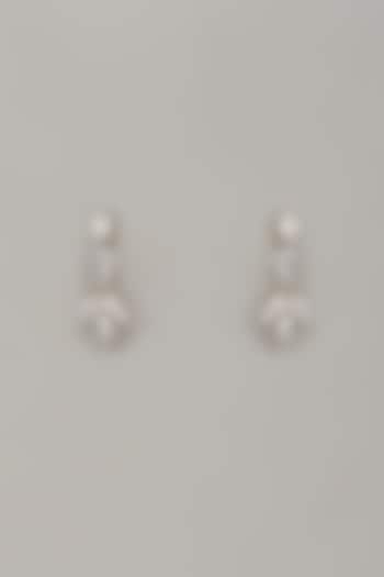 White Rhodium Finish Cubic Zirconia Handcrafted Earrings In Sterling Silver by Aurashni at Pernia's Pop Up Shop
