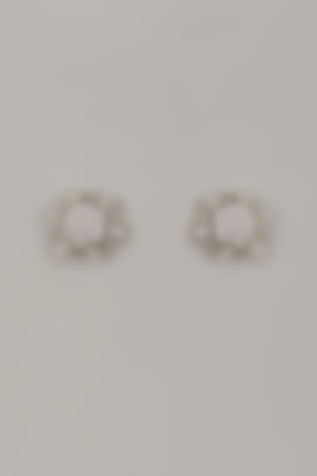 White Rhodium Finish Cubic Zirconia Handcrafted Earrings In Sterling Silver by Aurashni at Pernia's Pop Up Shop