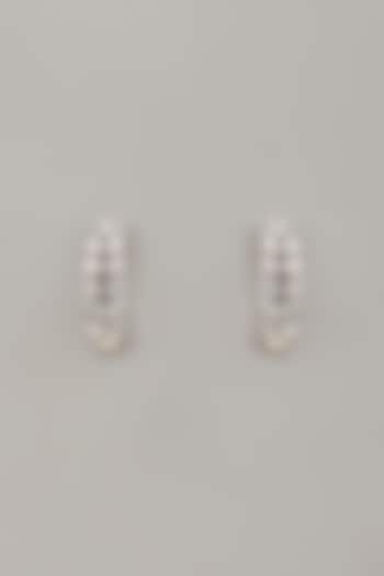 White Rhodium Finish Cubic Zirconia Handcrafted Earrings In Sterling Silver by Aurashni at Pernia's Pop Up Shop