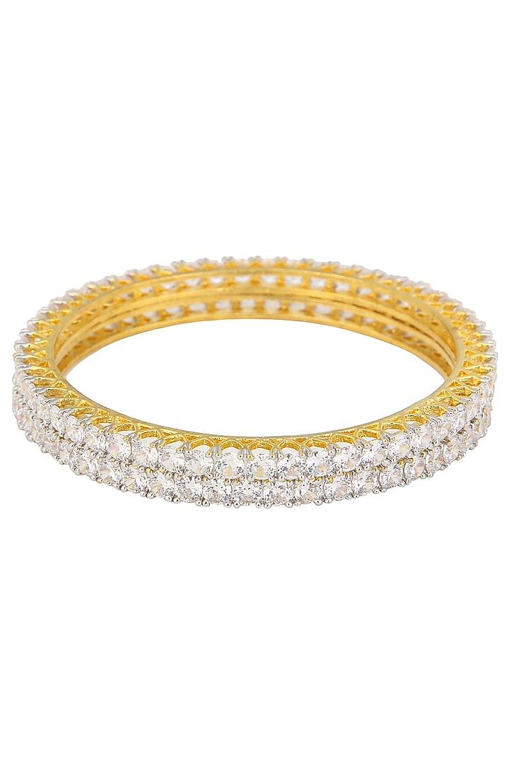 Gold plated american diamonds single line bangle set available only at Pernia's Pop Up Shop.