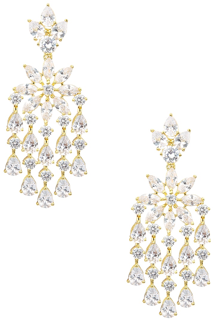 Gold Plated American Diamond Dangler Earrings available only at Pernia's Pop Up Shop.