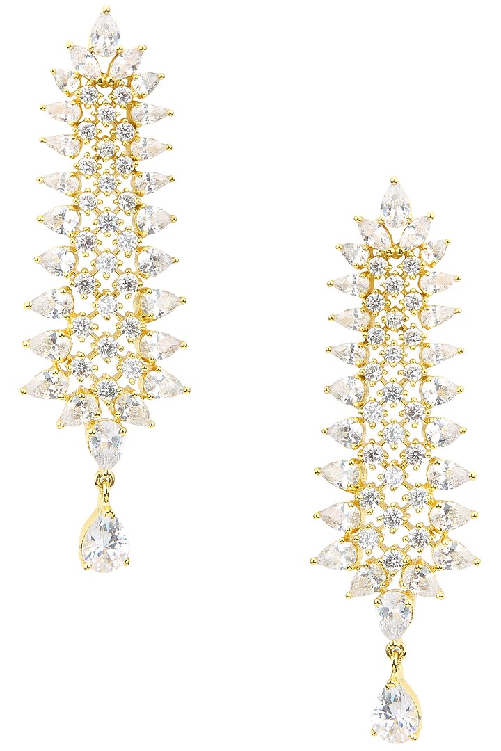 Gold Plated American Diamond drop Earrings available only at Pernia's Pop Up Shop.
