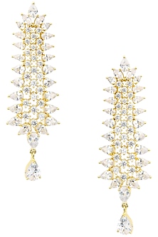 Gold Plated American Diamond drop Earrings available only at Pernia's ...