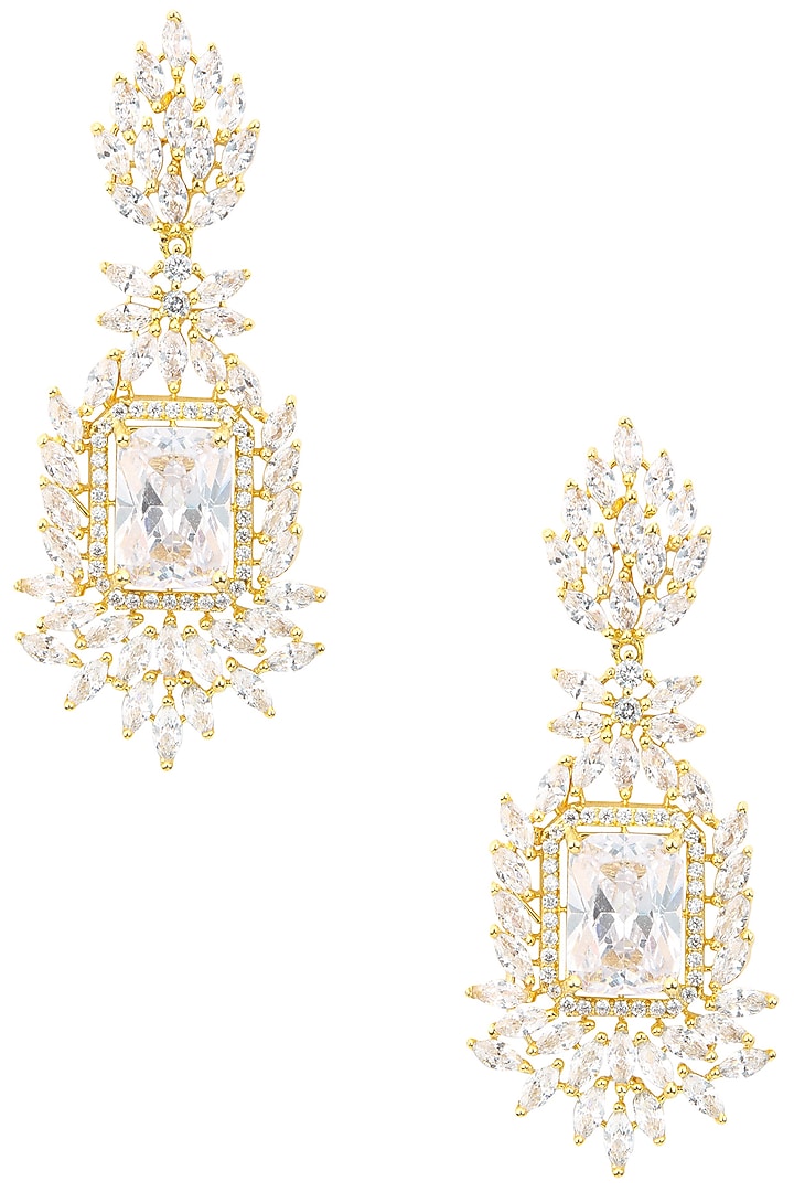 Gold finish American Diamond Earrings available only at Pernia's Pop Up Shop.