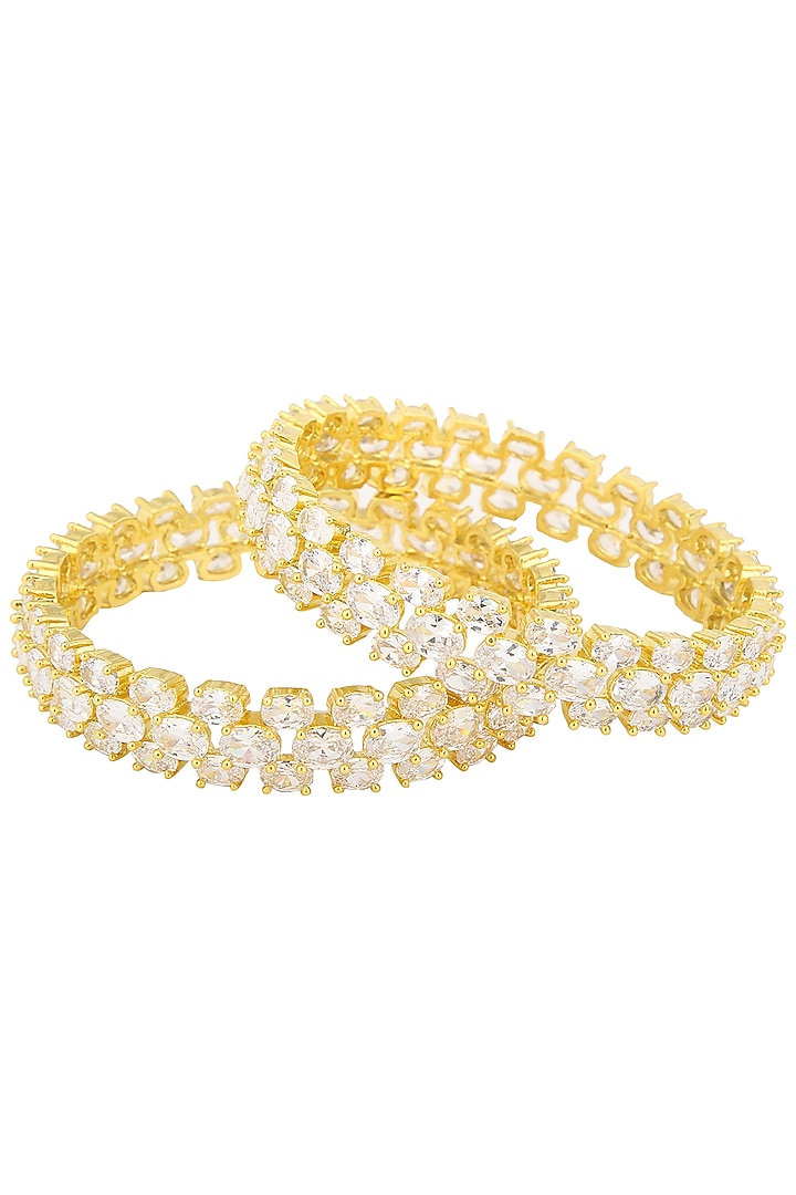 Set of 2 Gold Plated triple line American Diamond Bangles available only at Pernia's Pop Up Shop.
