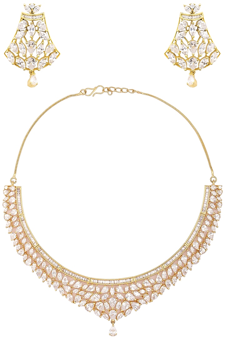 Rhodium plated oxidized american diamond necklace available only at Pernia's Pop Up Shop.