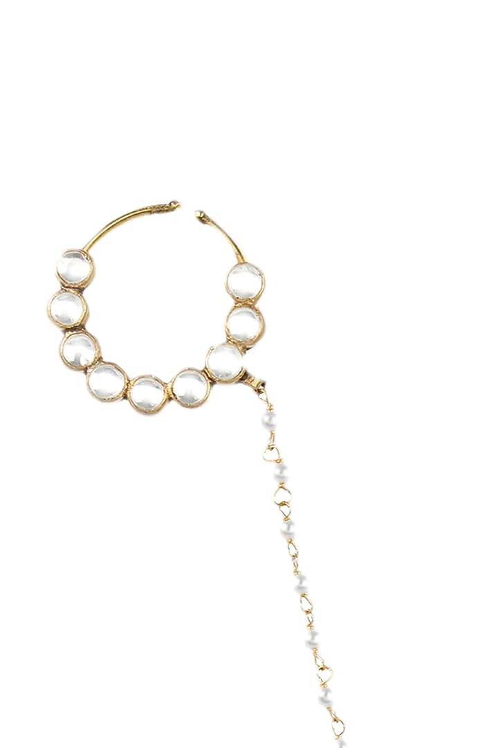 Gold Finish Kundan Nose Ring by Aura Trends at Pernia's Pop Up Shop