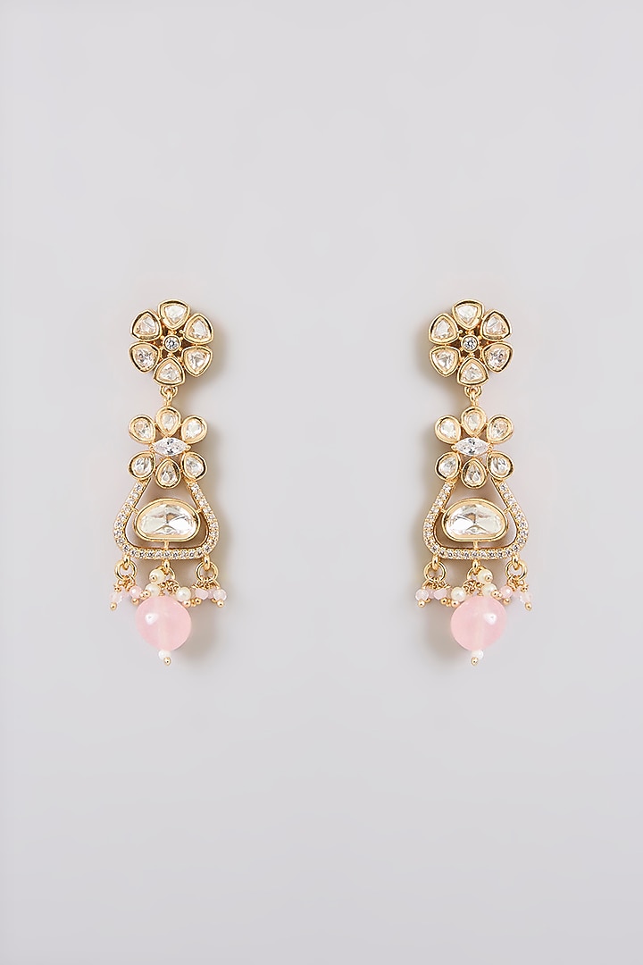Gold Finish Kundan Polki & Pearl Drop Maangtikka by Aura Trends at Pernia's Pop Up Shop