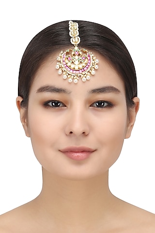 Kundan and Pearl Multicolour Mangtika by Aura Trends