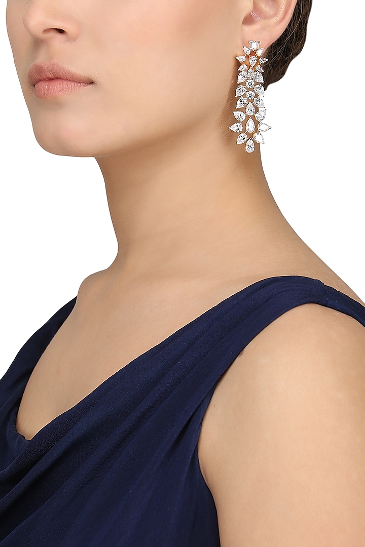 Silver Finish Dangler Earrings by Auraa Trends Silver Jewellery