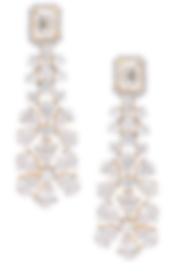 Silver Finish Cubic Zirconia Embellished Dangler Earrings by Auraa Trends Silver Jewellery