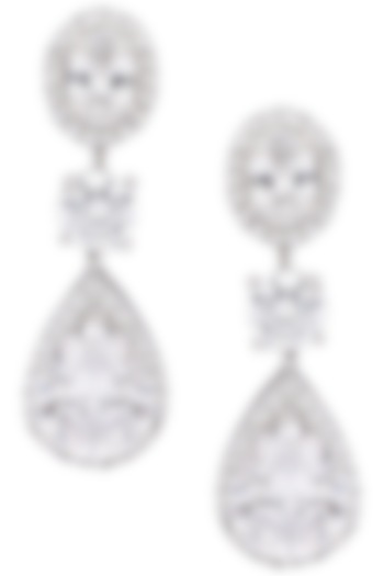 Silver Diamond Earrings by Auraa Trends Silver Jewellery