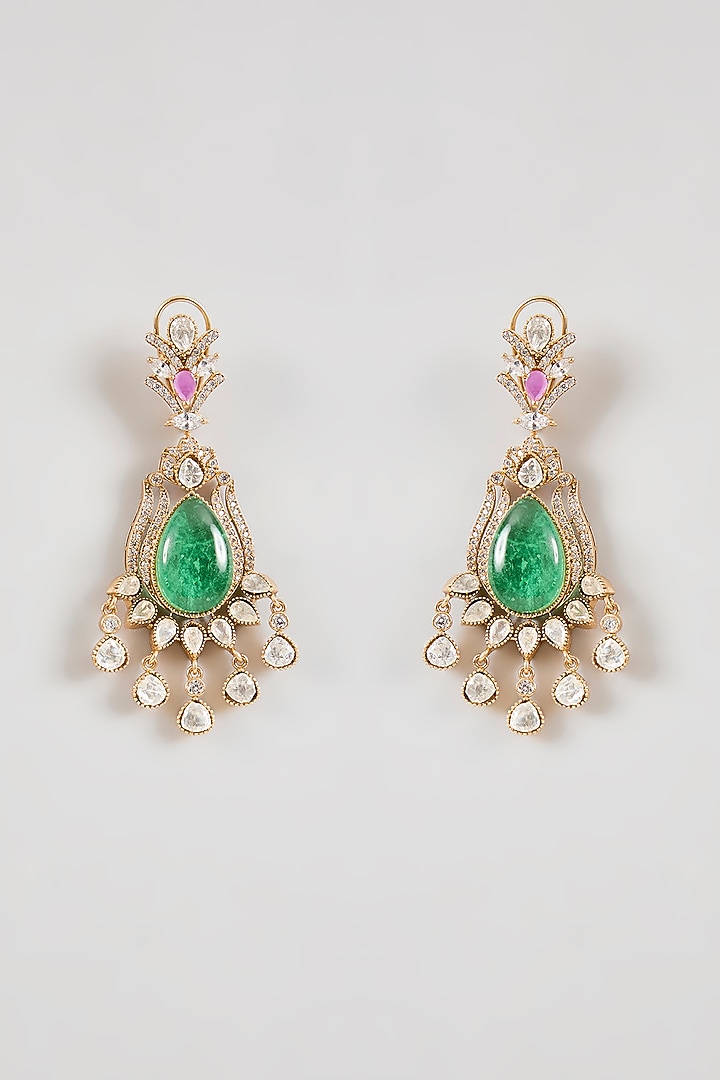 Gold Finish Kundan Polki & Ruby Stone Choker Necklace Set by Aura Trends at Pernia's Pop Up Shop