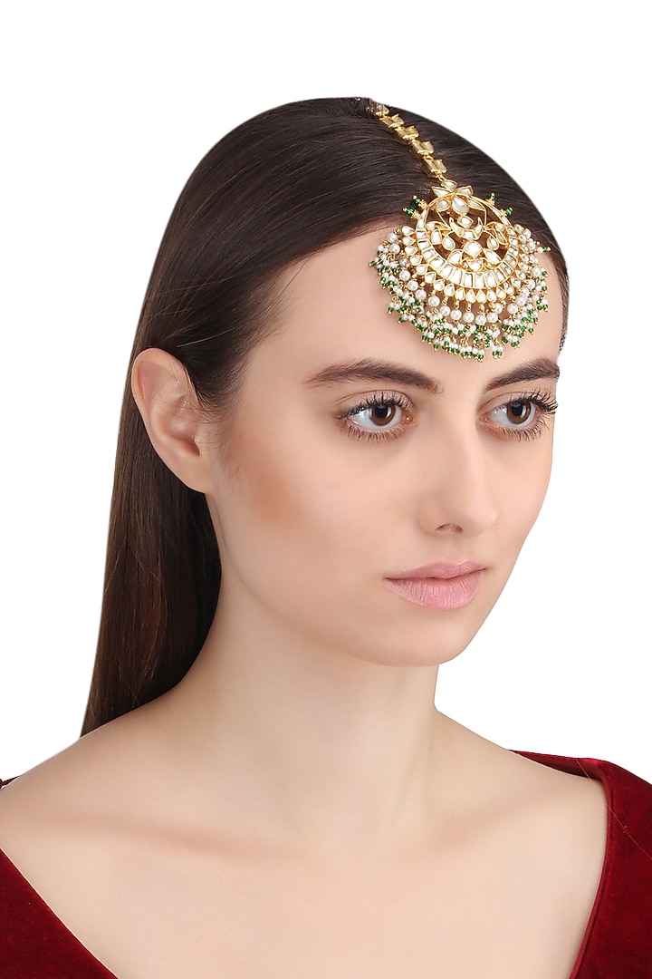 Gold plated kundan maangtika available only at Pernia's Pop Up Shop.