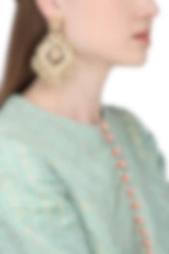 Gold Plated Kundan Stone and Pearl Earrings by Auraa Trends