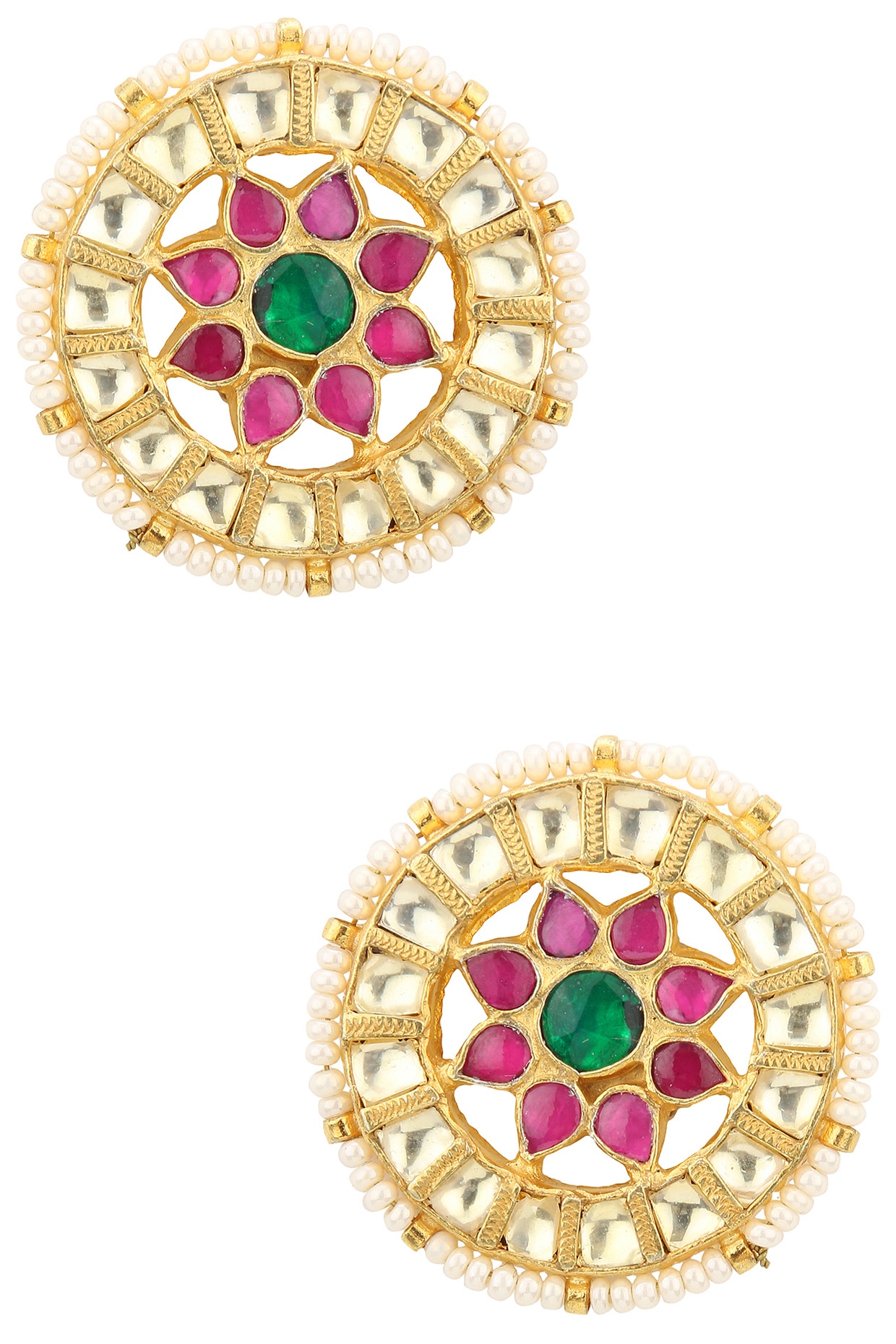 Traditional Indian Design White Stones Ear studs