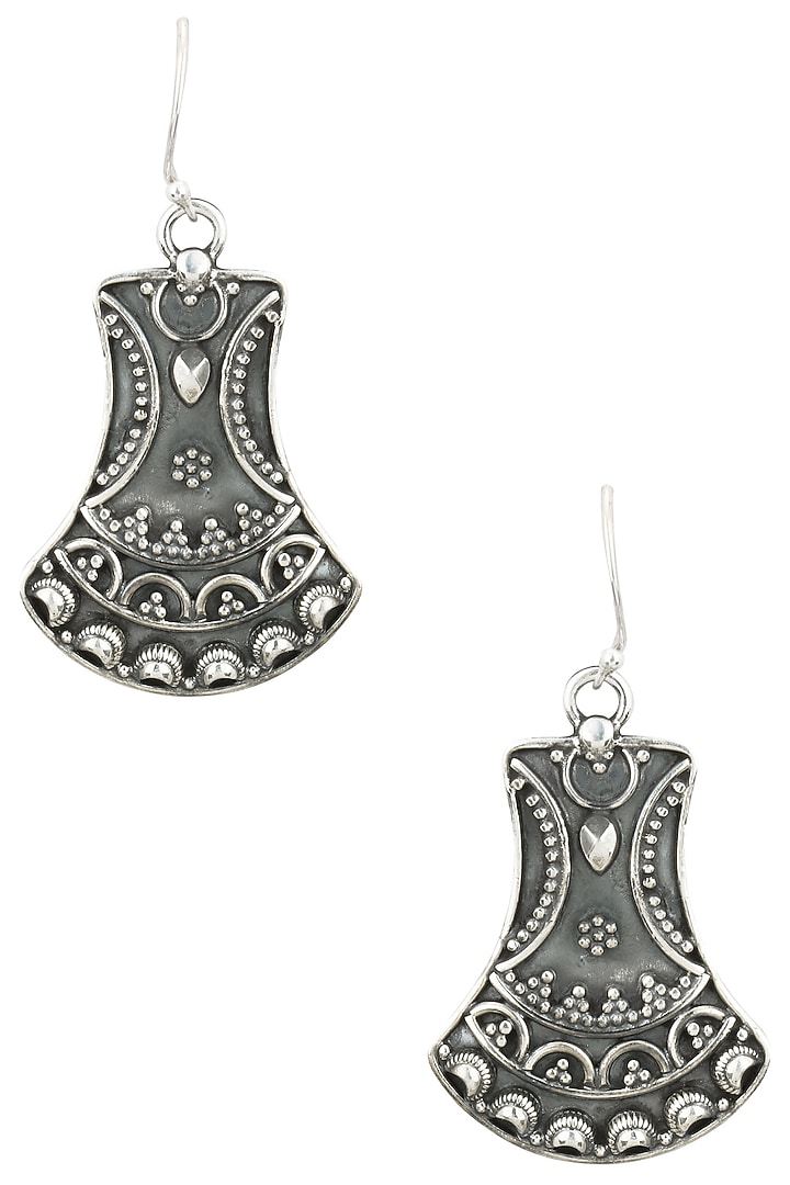 Auraa Trends presents Antique silver finish fish hook bell earrings available only at Pernia's Pop Up Shop.