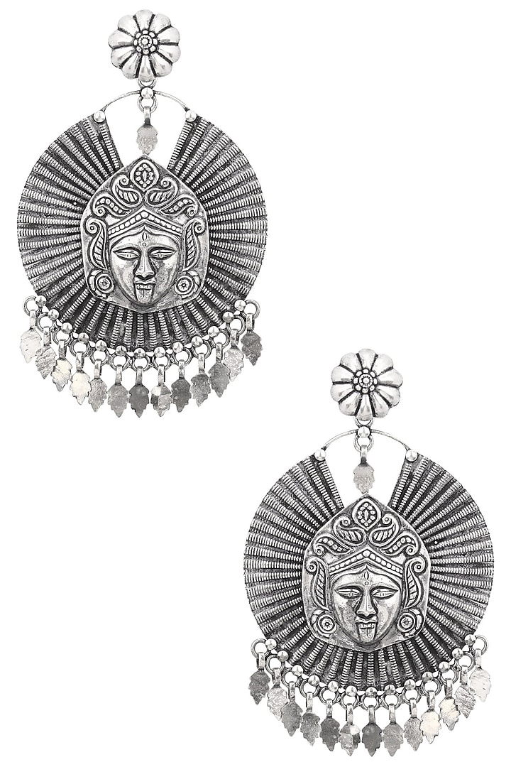 Auraa Trends presents Antique silver finish fish hook textured earrings available only at Pernia's Pop Up Shop.