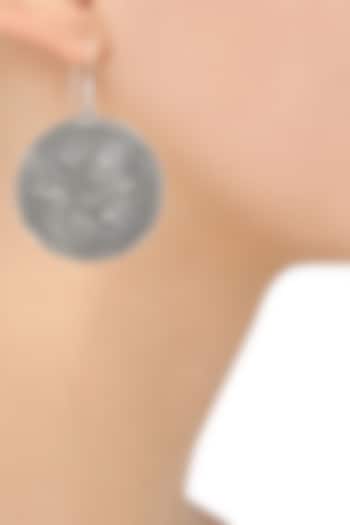 Auraa Trends presents Antique silver finish fish hook round danglers available only at Pernia's Pop Up Shop.