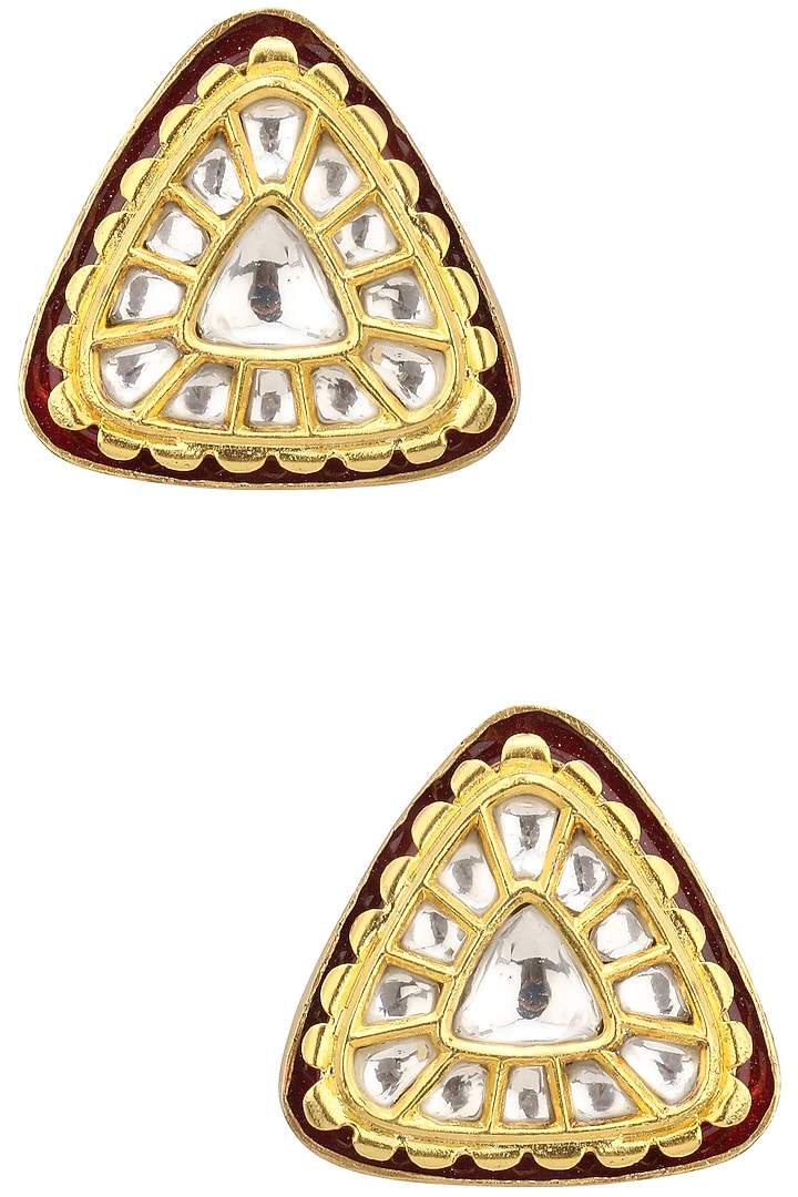 Gold finish kundan and red enemel studs available only at Pernia's Pop Up Shop.