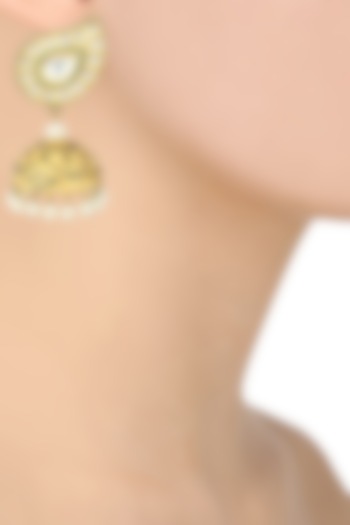 Gold Plated Kundan Studded Earrings by Auraa Trends