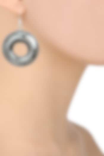 Auraa Trends presents Antique silver finish center hole earrings available only at Pernia's Pop Up Shop.
