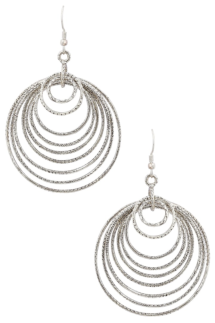 Auraa Trends presents Antique silver finish spiral earrings available only at Pernia's Pop Up Shop.