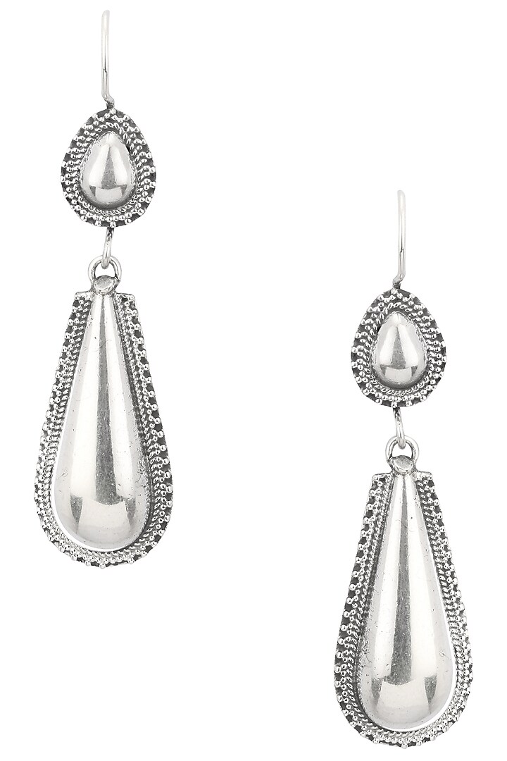 Auraa Trends presents Antique silver finish pear earrings available only at Pernia's Pop Up Shop.