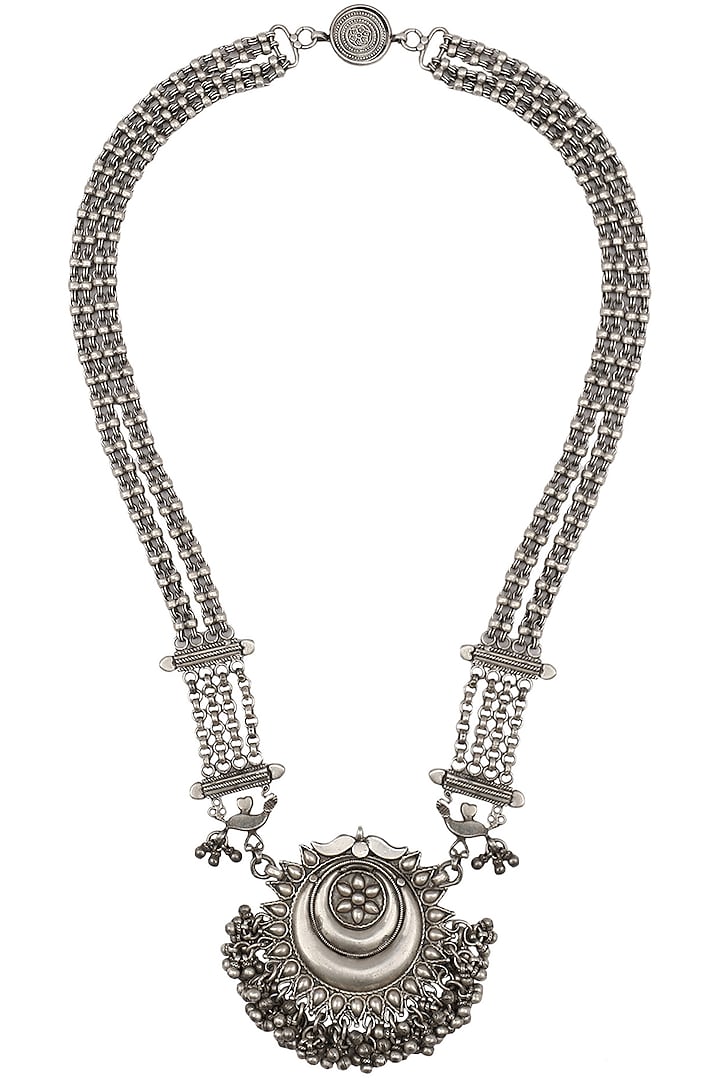 Auraa Trends presents Antique silver finish crescent pendant necklace ...