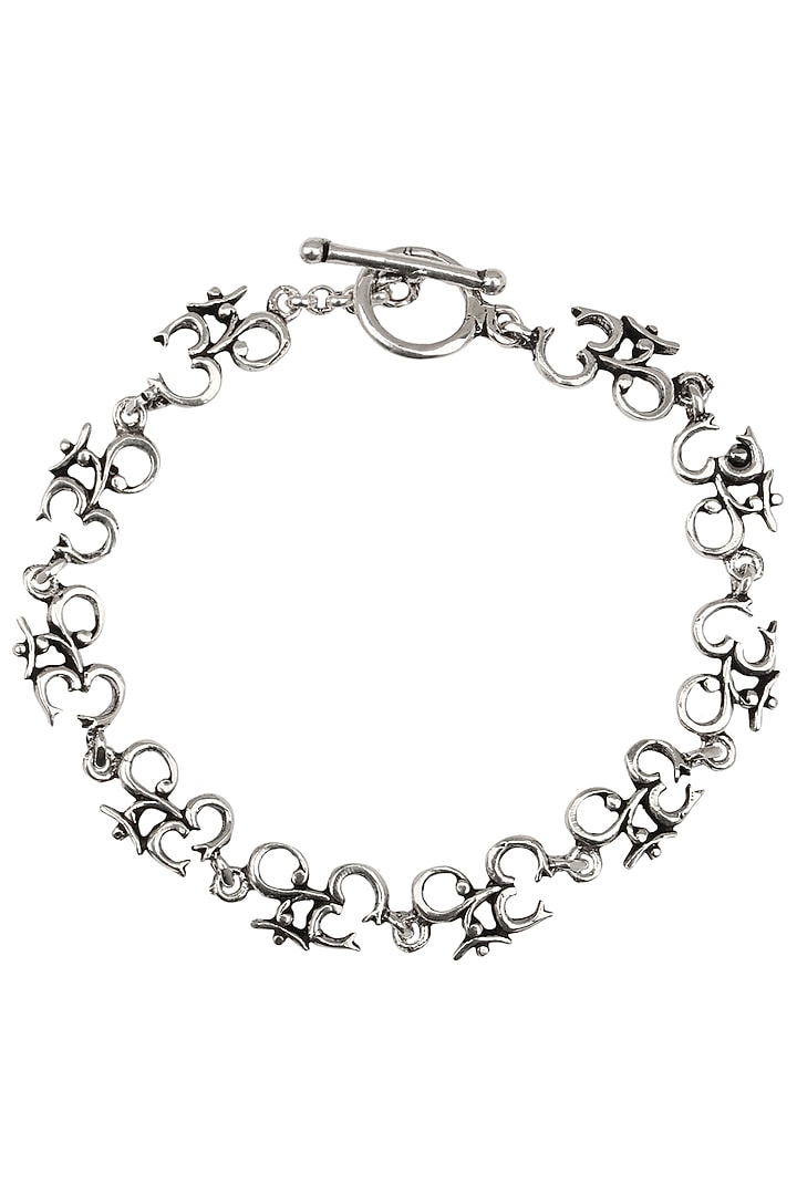 Auraa Trends presents Antique silver finish "OM" bracelet available only at Pernia's Pop Up Shop.