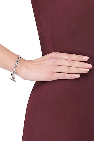 Antique Silver Finish "Om" Bracelet by Aura Trends