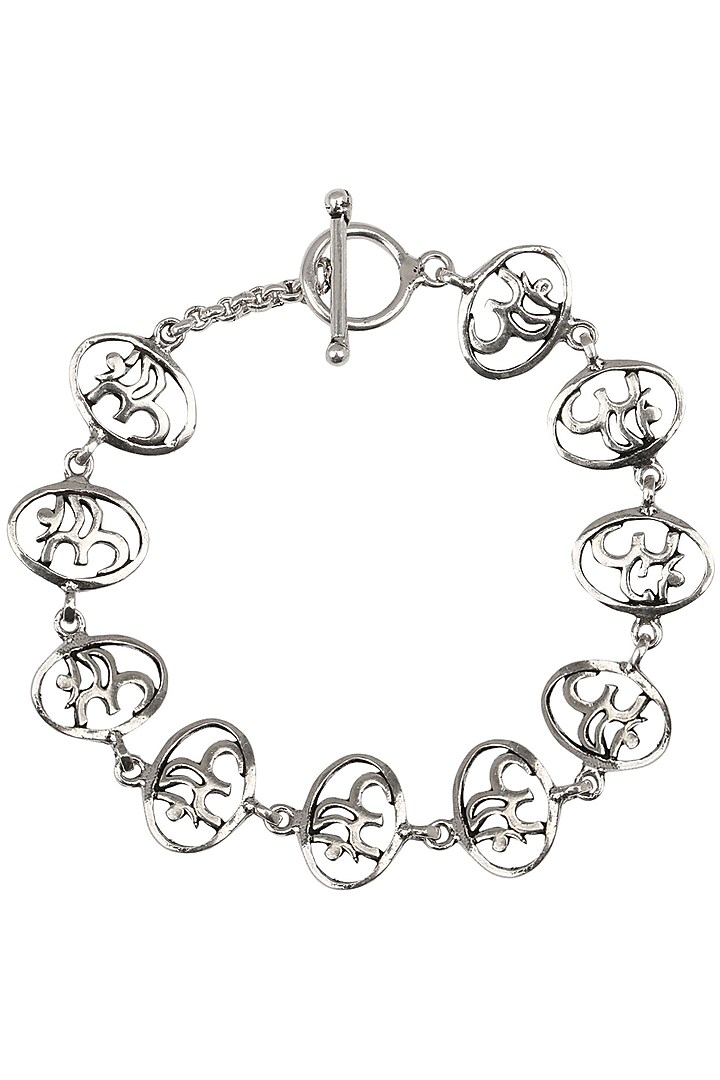 Auraa Trends presents Antique silver finish "OM" bracelet available only at Pernia's Pop Up Shop.