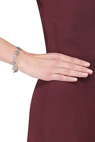 Antique Silver Finish "Om" Bracelet by Aura Trends