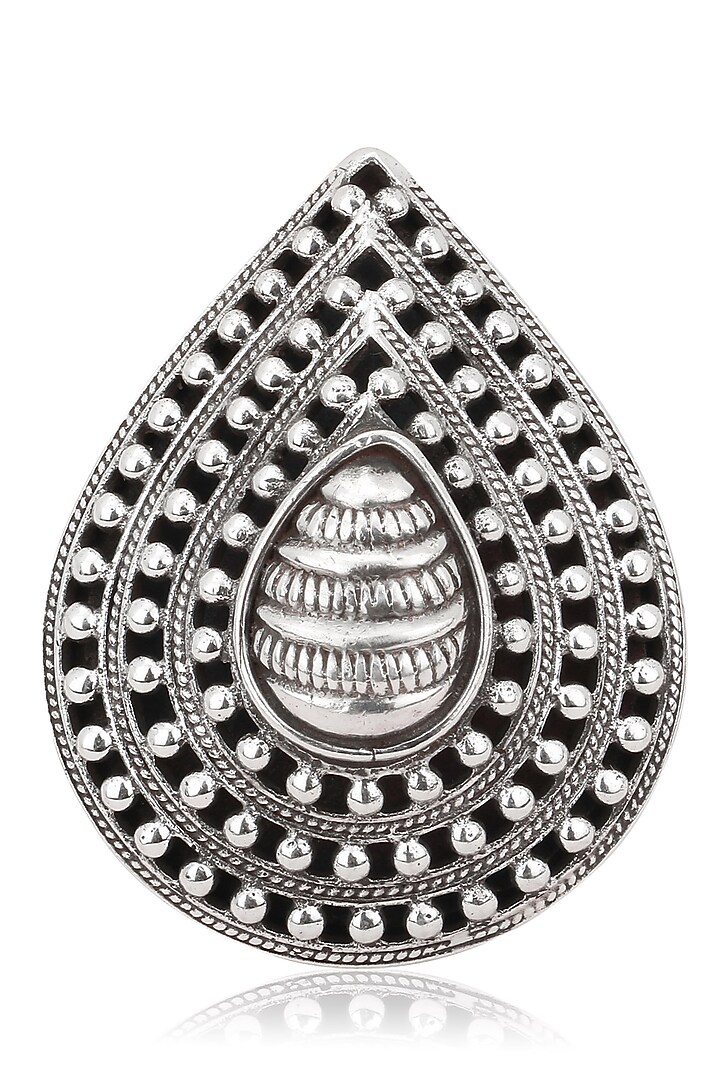 Auraa Trends presents Antique silver finish pear ring available only at Pernia's Pop Up Shop.