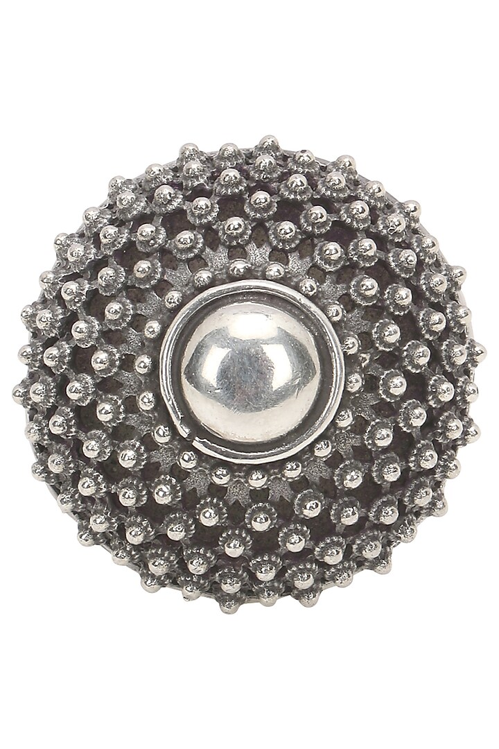 Auraa Trends presents Antique silver finish sunflower ring available only at Pernia's Pop Up Shop.