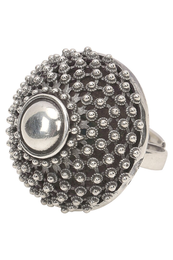 Auraa Trends presents Antique silver finish sunflower ring available only at Pernia's Pop Up Shop.