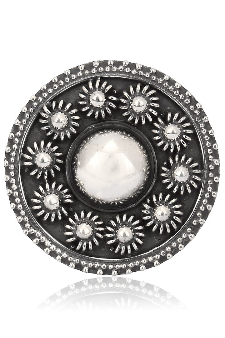 Auraa Trends presents Antique silver finish flower ring available only at Pernia's Pop Up Shop.