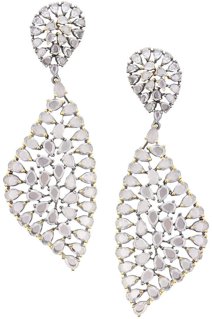 Rhodium plated abstract earrings available only at Pernia's Pop Up Shop.