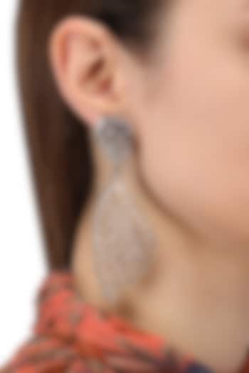 Rhodium Plated Abstract Earrings by Auraa Trends