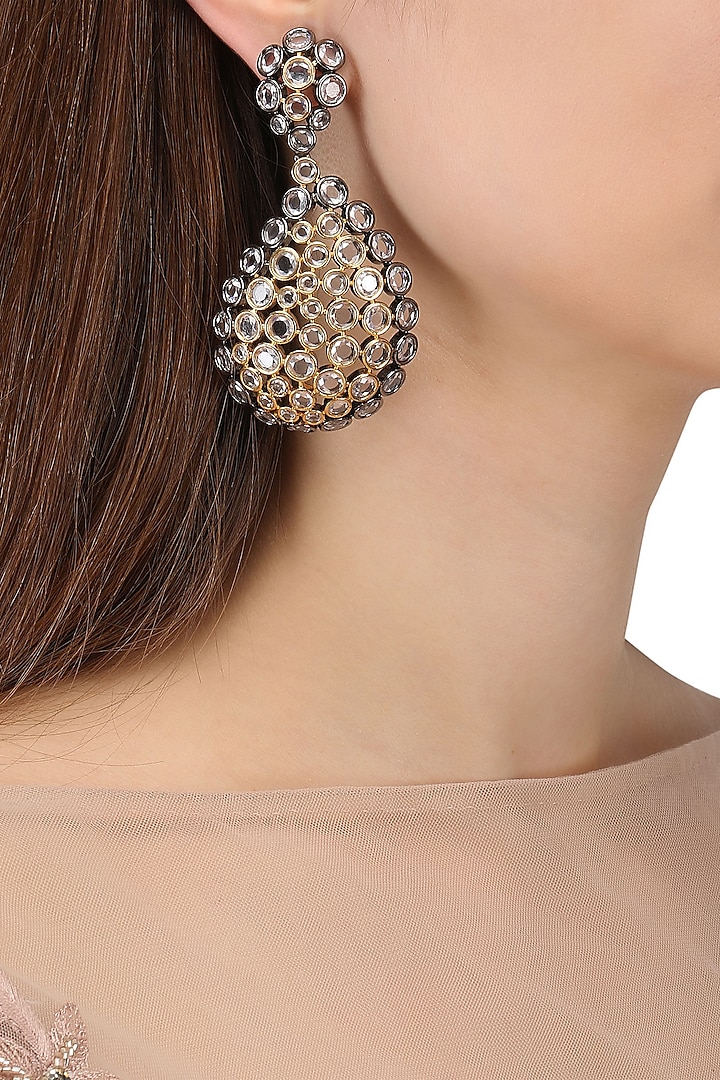 Rhodium Finish Drop Earrings by Auraa Trends