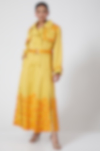 Yellow Embroidered Overcoat by Ava Designs at Pernia's Pop Up Shop